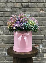 Цветочная композиция из Гипсофила и Розы в шляпной коробке #REPLACE_PRED# Шелковке