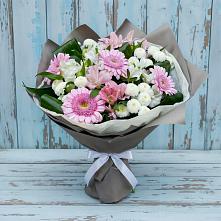 Букет цветов из:  Герберы, Альстромерии и Хризантемы #REPLACE_PRED# Шелковке