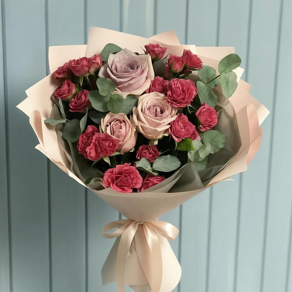Букет цветов из: Гвоздики и Розы в Шелковке
