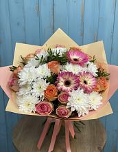 Букет цветов из:  Розы, Герберы и Хризантемы в Шелковке