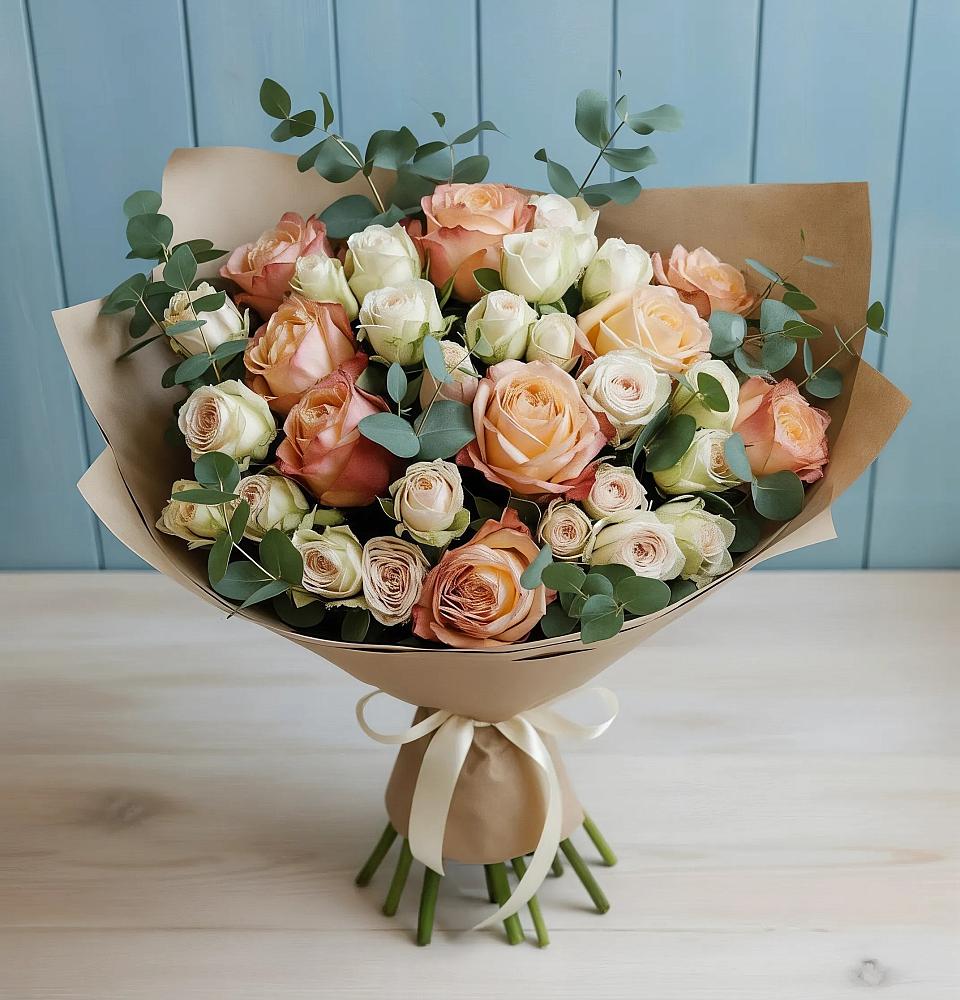 Букет цветов из: Альстромерии и Розы в Шелковке