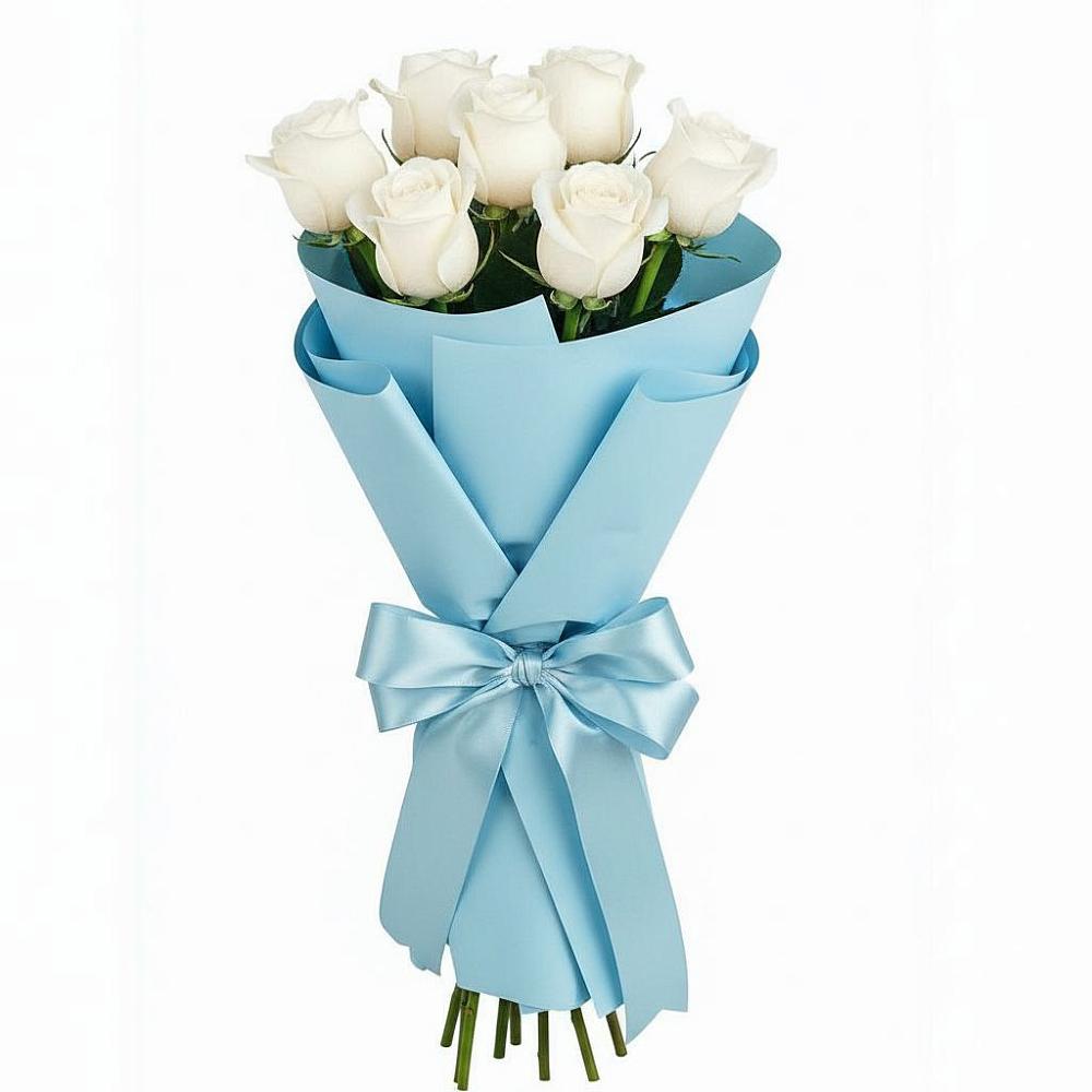 Букет 7 белых роз Проуд в Шелковке