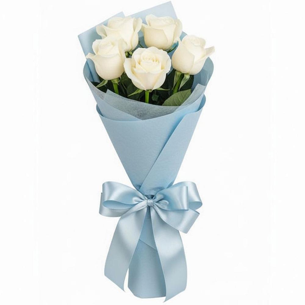 Букет 5 Белых роз Проуд в Шелковке