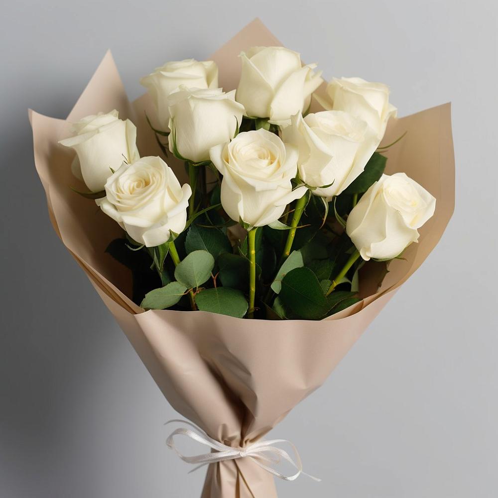Букет 9 Белых роз Эдлесс Лав в Шелковке