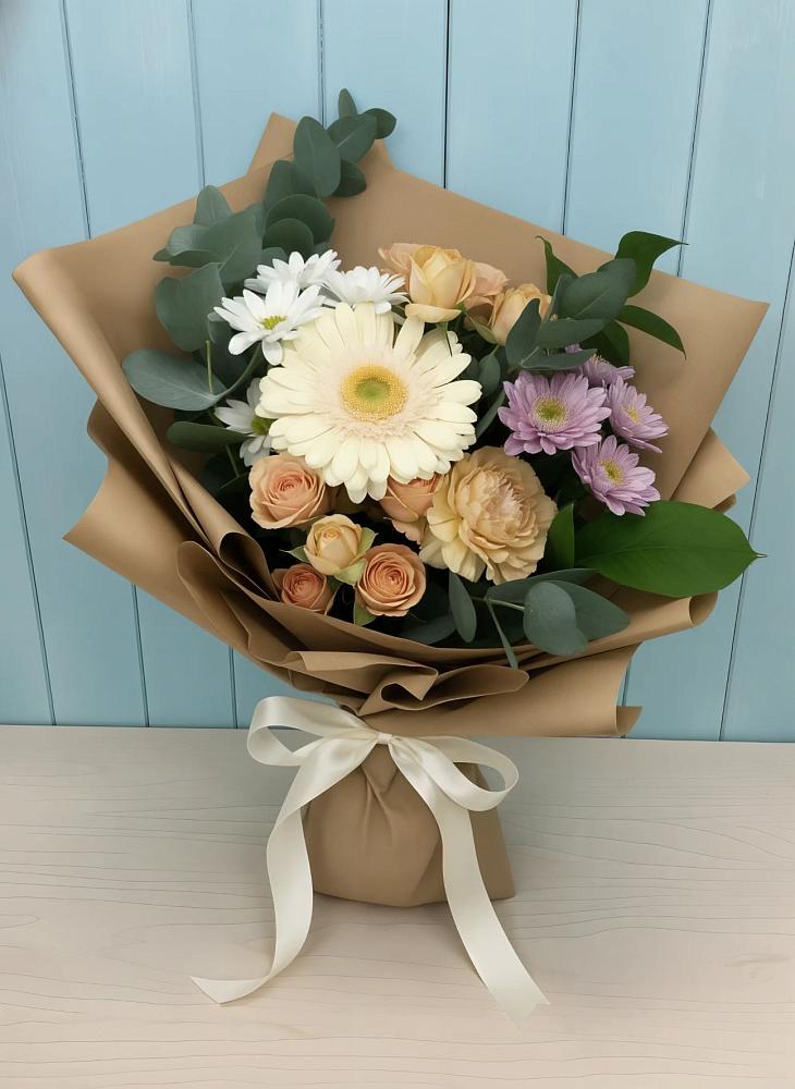 Букет цветов из: Герберы и Хризантемы в Шелковке
