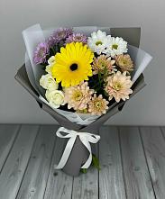 Букет цветов из:  Розы, Герберы и Хризантемы в Шелковке