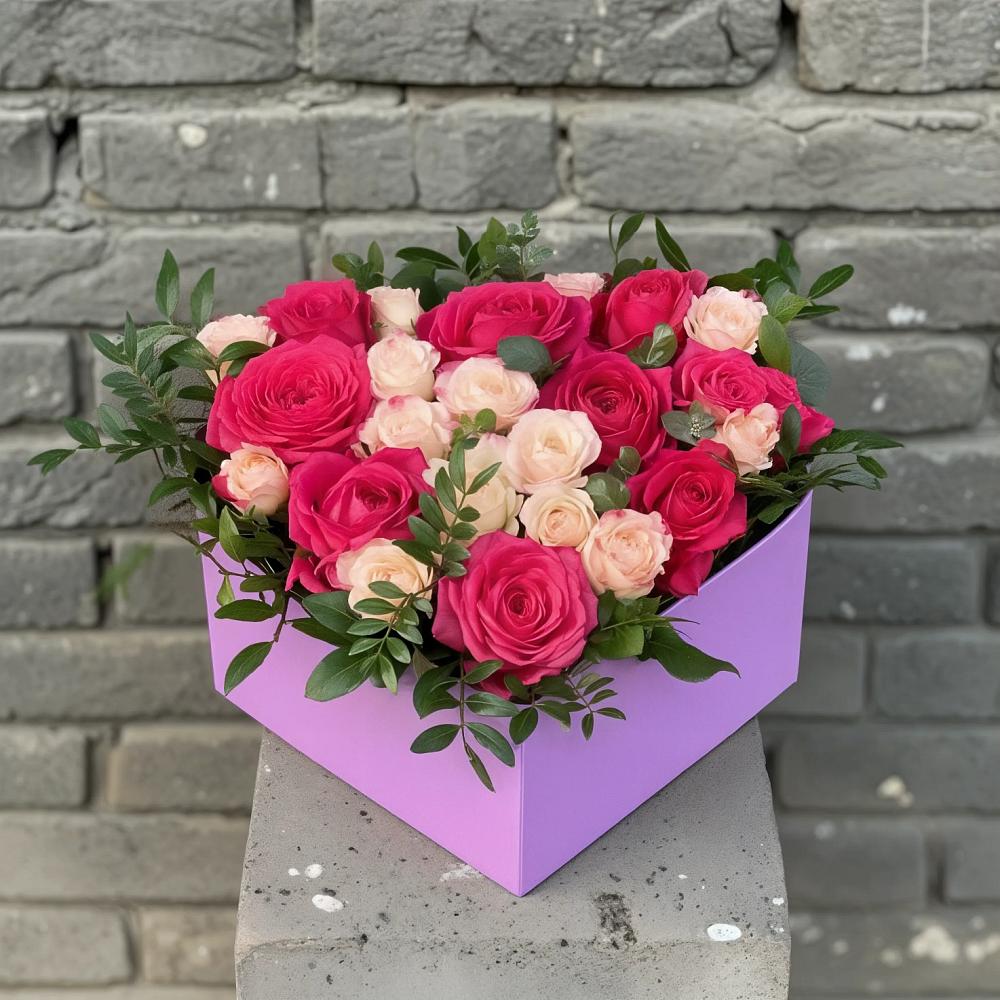Цветочная композиция из Розы в коробке в Шелковке