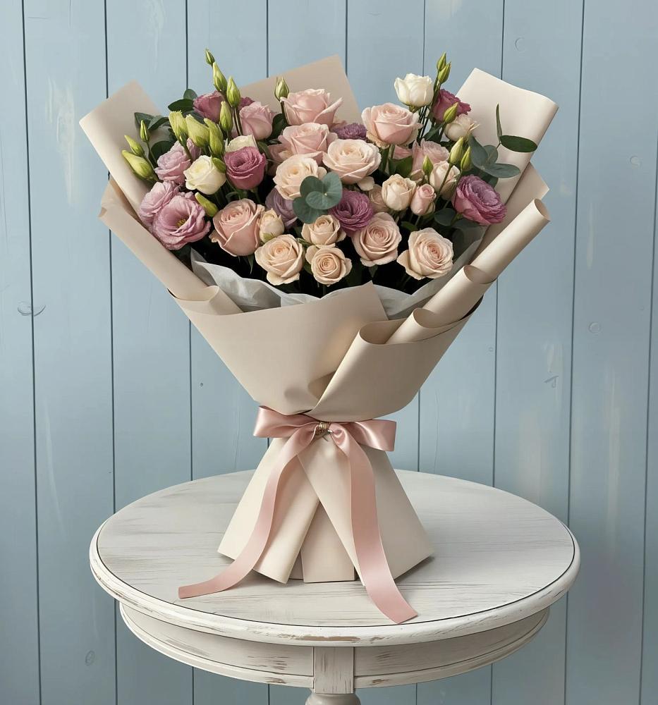 Букет цветов из: Розы и Лизиантусы в Шелковке