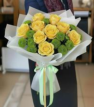 Букет цветов из:  Хризантемы и Розы в Шелковке