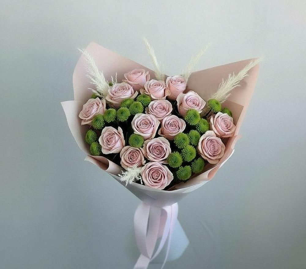 Букет цветов из: Розы и Хризантемы в Шелковке