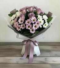 Букет цветов из:  Хризантемы и Розы #REPLACE_PRED# Шелковке