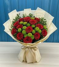 Букет цветов из:  Розы и Хризантемы #REPLACE_PRED# Шелковке