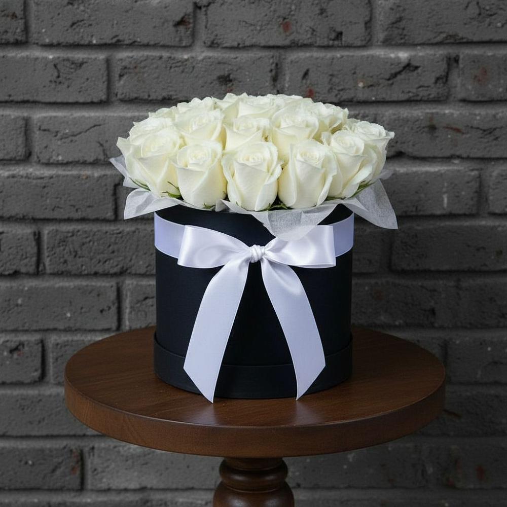 Цветочная композиция из Розы в шляпной коробке в Шелковке